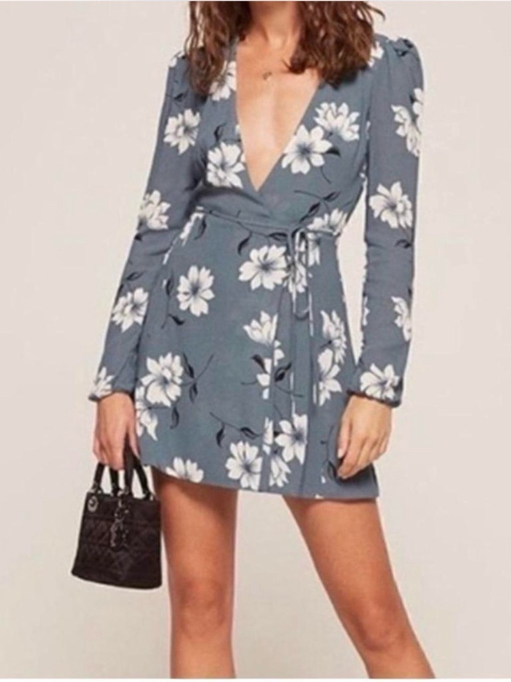 REFORMATION FREDERICA Polk floral mini autumn wedding guest Wrap Dress M